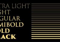 Type specimen showing six font weights from Extra Light to Black