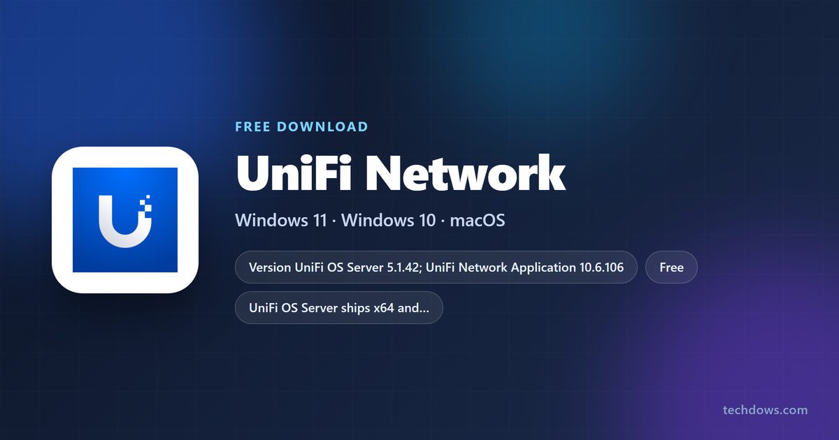 UniFi Network card showing version, platforms and licence terms