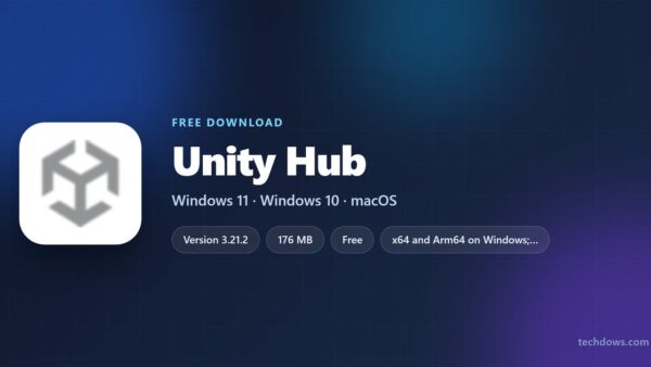 Unity Hub card with version, file size and supported systems