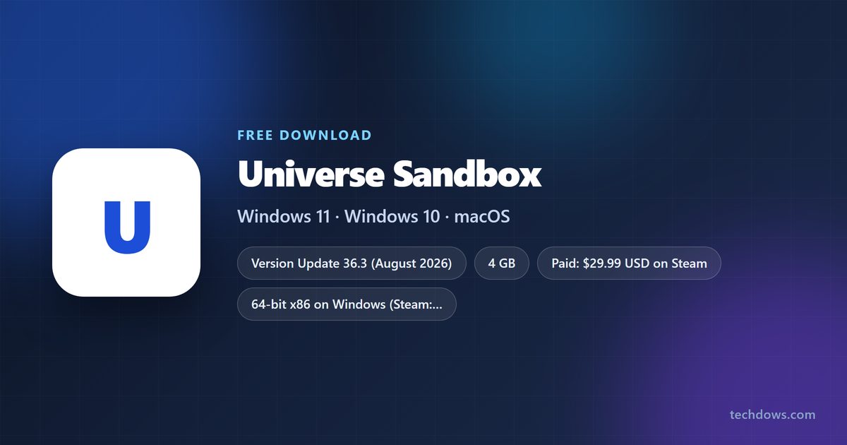 Universe Sandbox price, storage, developer and supported platforms