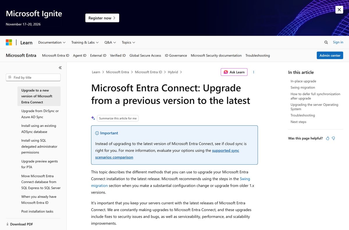 Upgrade guidance comparing automatic upgrade, in-place upgrade and swing migration