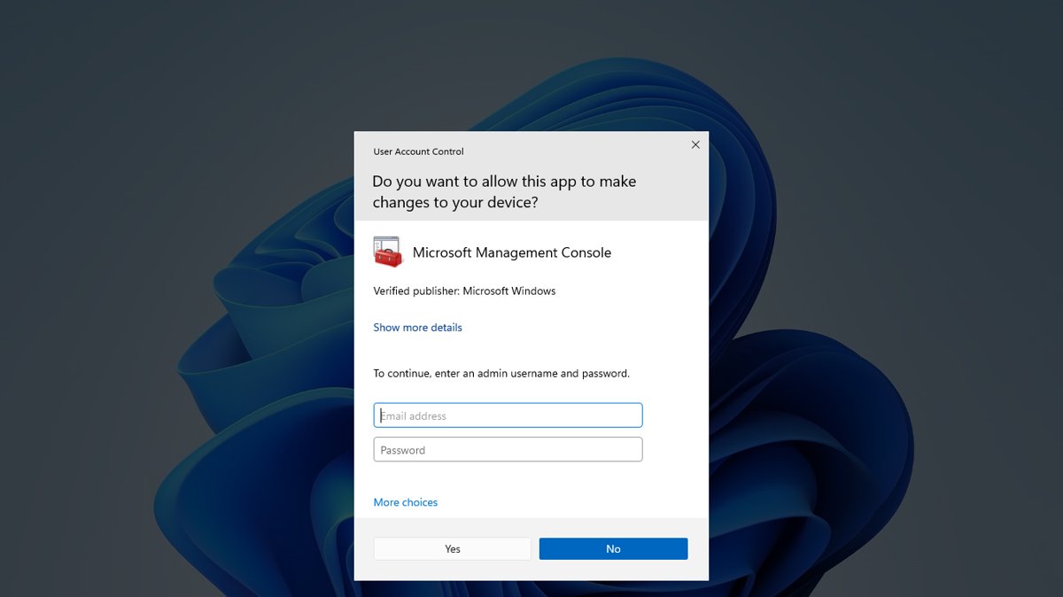 User Account Control credential prompt asking for an admin password
