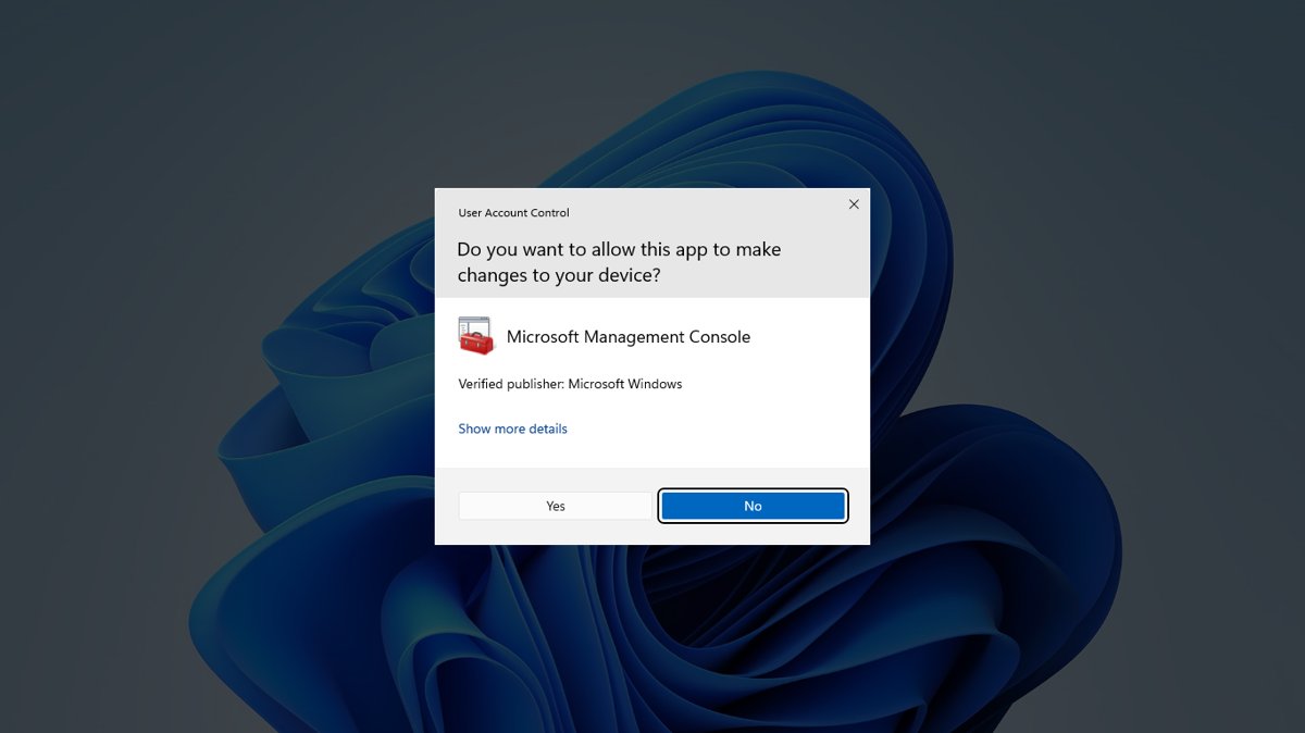 User Account Control prompt asking to allow changes, Yes or No