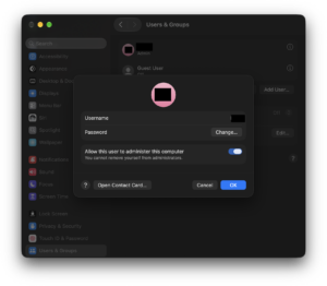 Users And Groups Admin Password Change