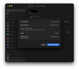 Users And Groups Password Change Request