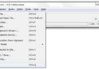 VLC media player Media menu showing Open Disc option