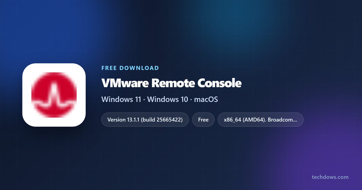 VMware Remote Console card with version, platforms and licence