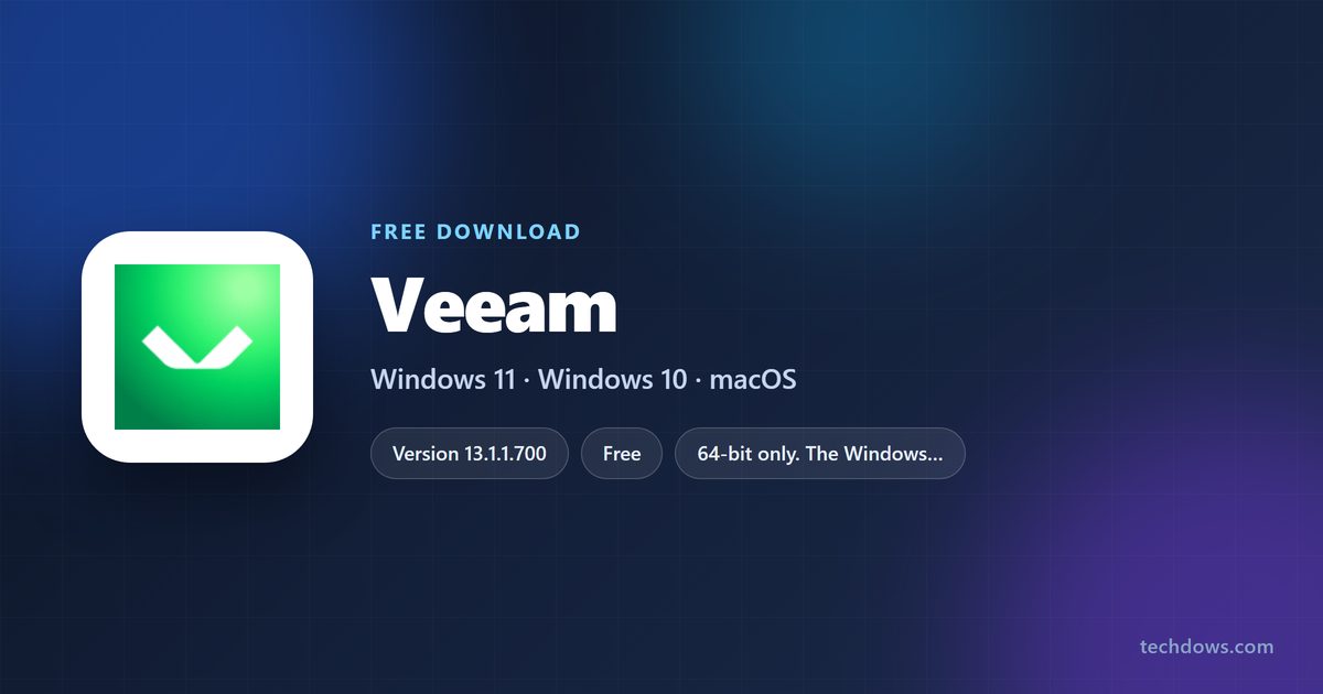Veeam card listing current builds, package sizes and supported systems