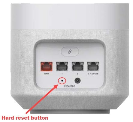 Verizon 5G Home Router rear panel with hard reset button circled