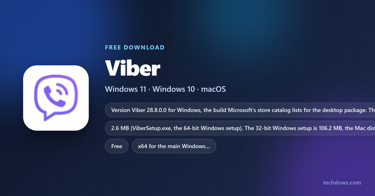 Viber card listing version, file sizes and supported operating systems
