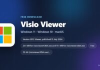Visio Viewer spec card listing version, file sizes and supported Windows releases