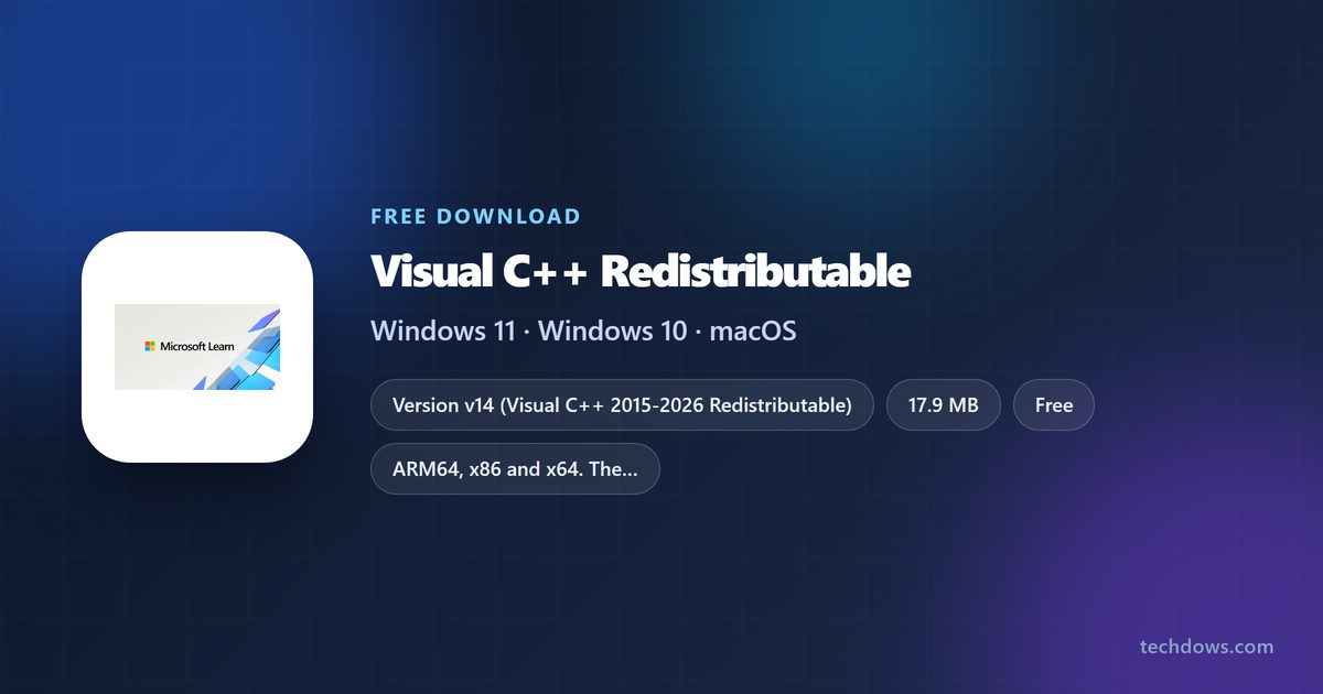 Visual C++ Redistributable download details for Windows 11 PCs