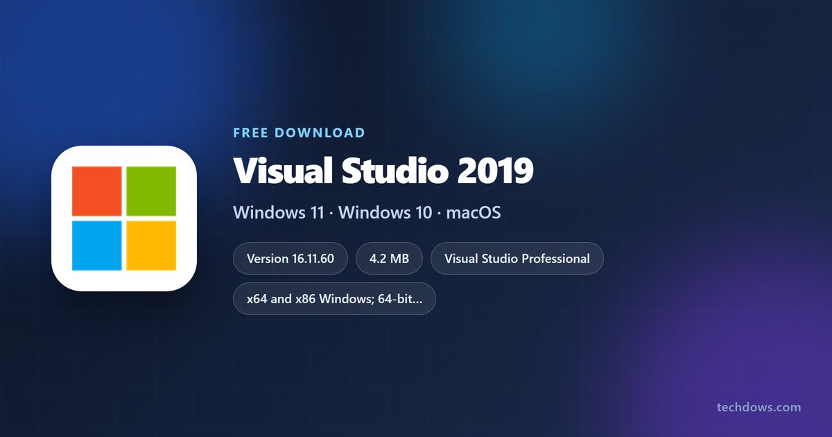 Visual Studio 2019 download details for Windows 11 and 10