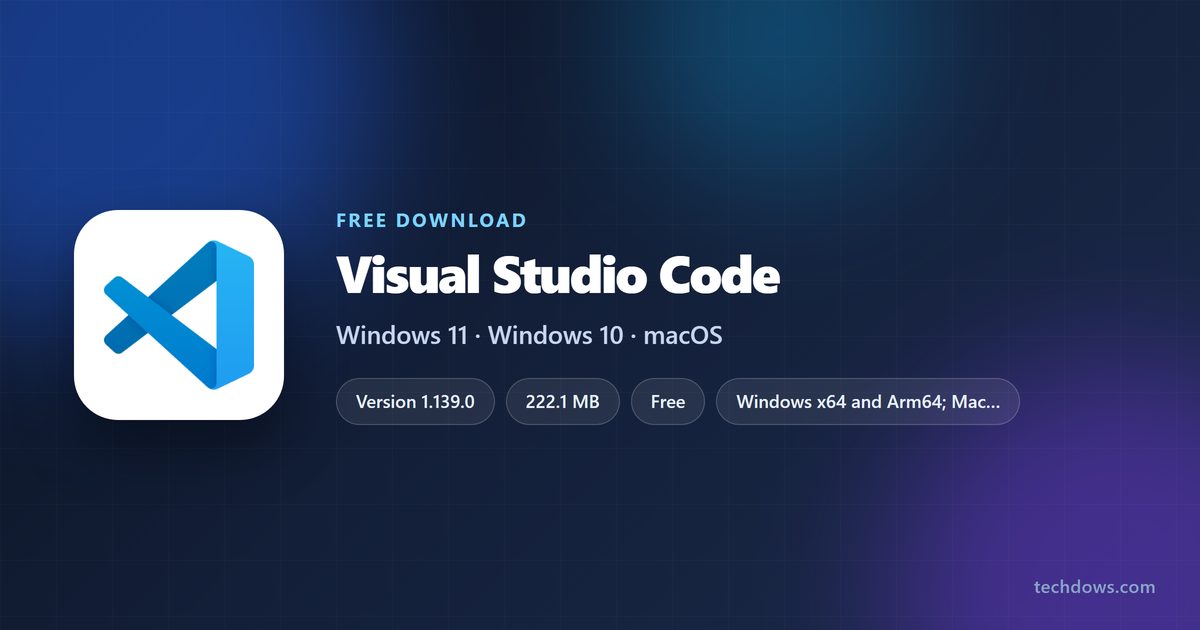 Visual Studio Code download details for Windows, Mac and Linux