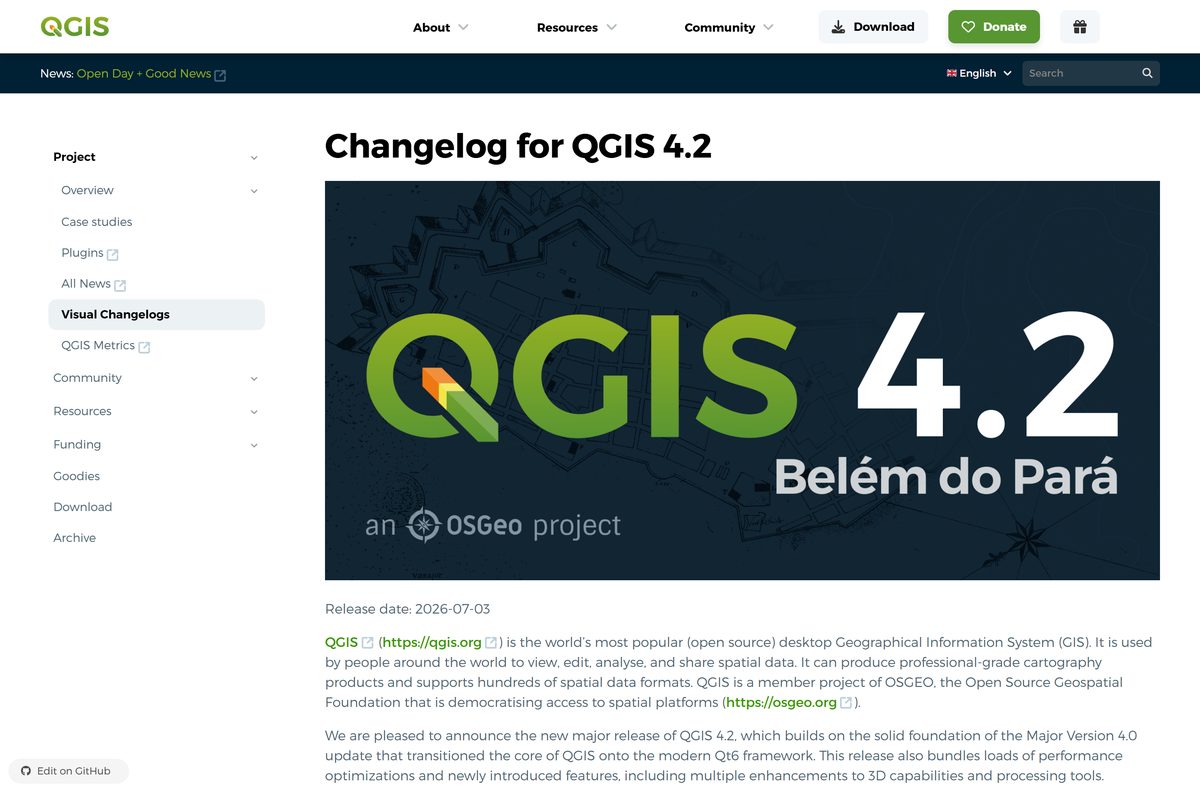 Visual changelog for QGIS 4.2 showing new 3D features