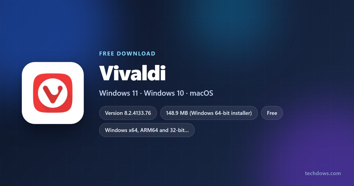 Vivaldi installer sizes, version and supported systems
