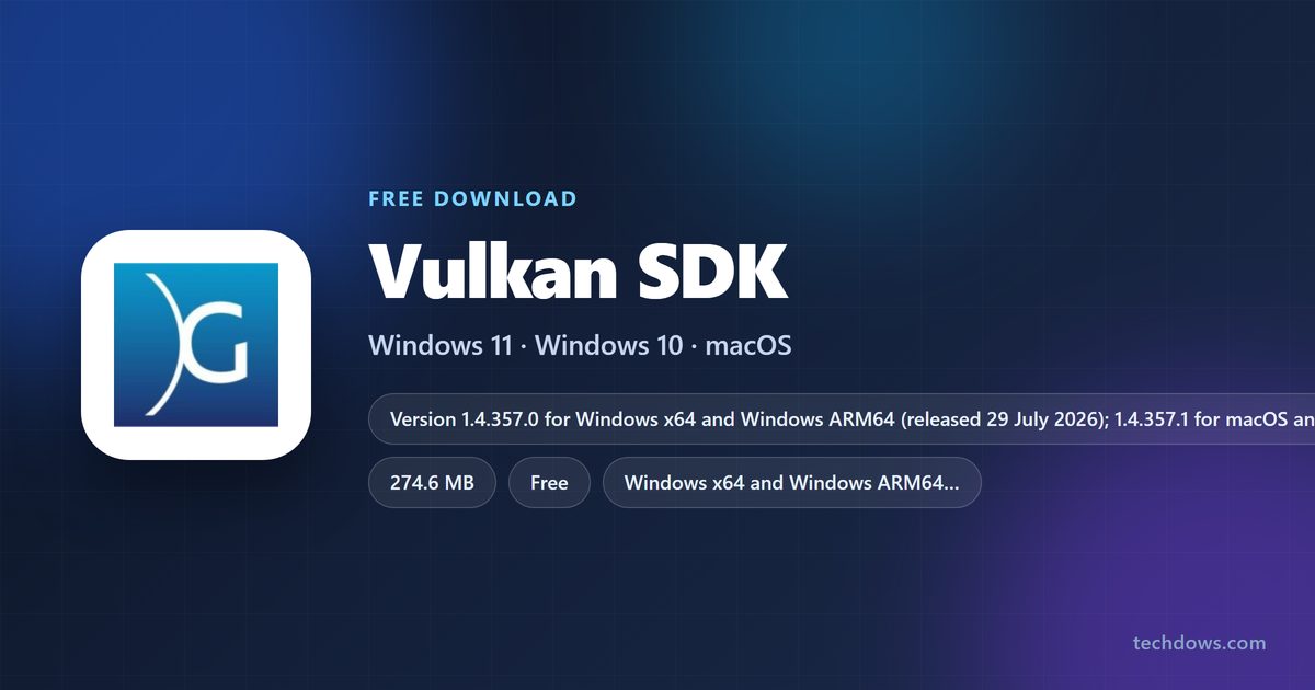 Vulkan SDK card with version, sizes and supported systems