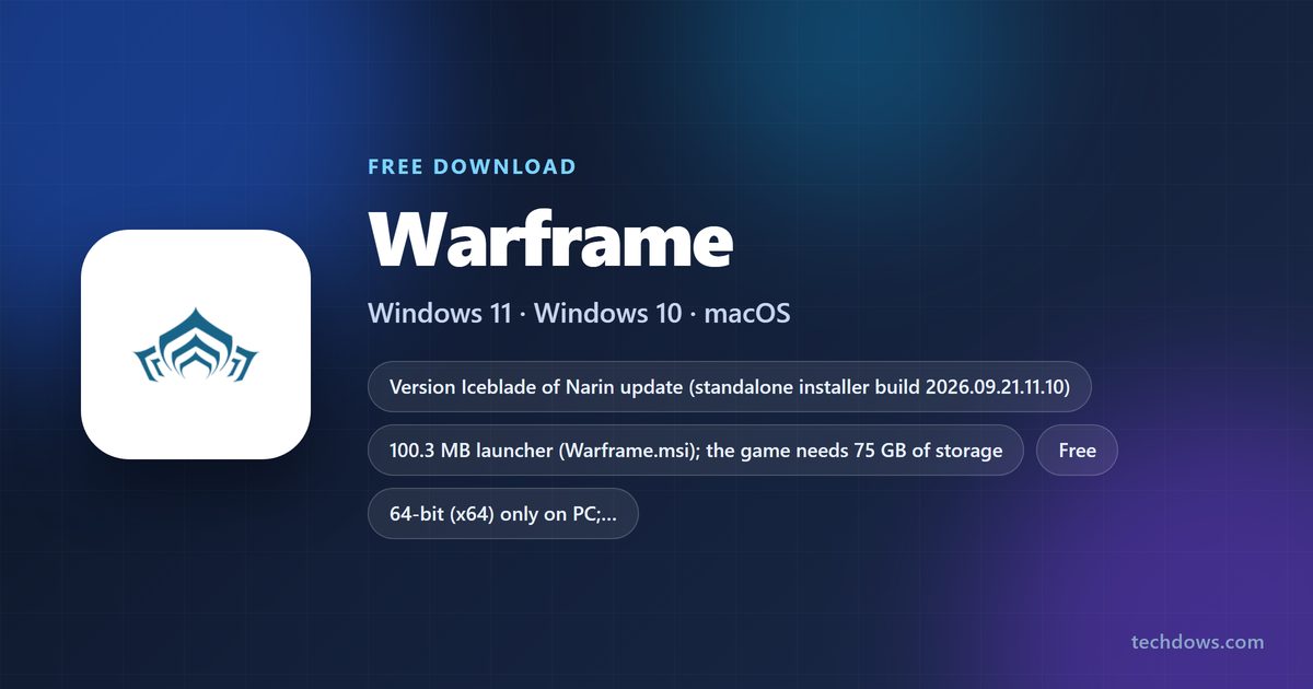 Warframe price, launcher size, storage and supported platforms