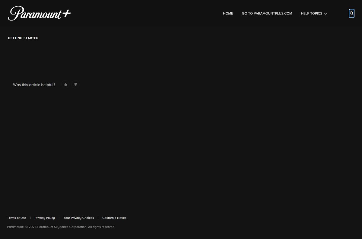 Help centre article explaining how to watch Paramount+ in a desktop browser