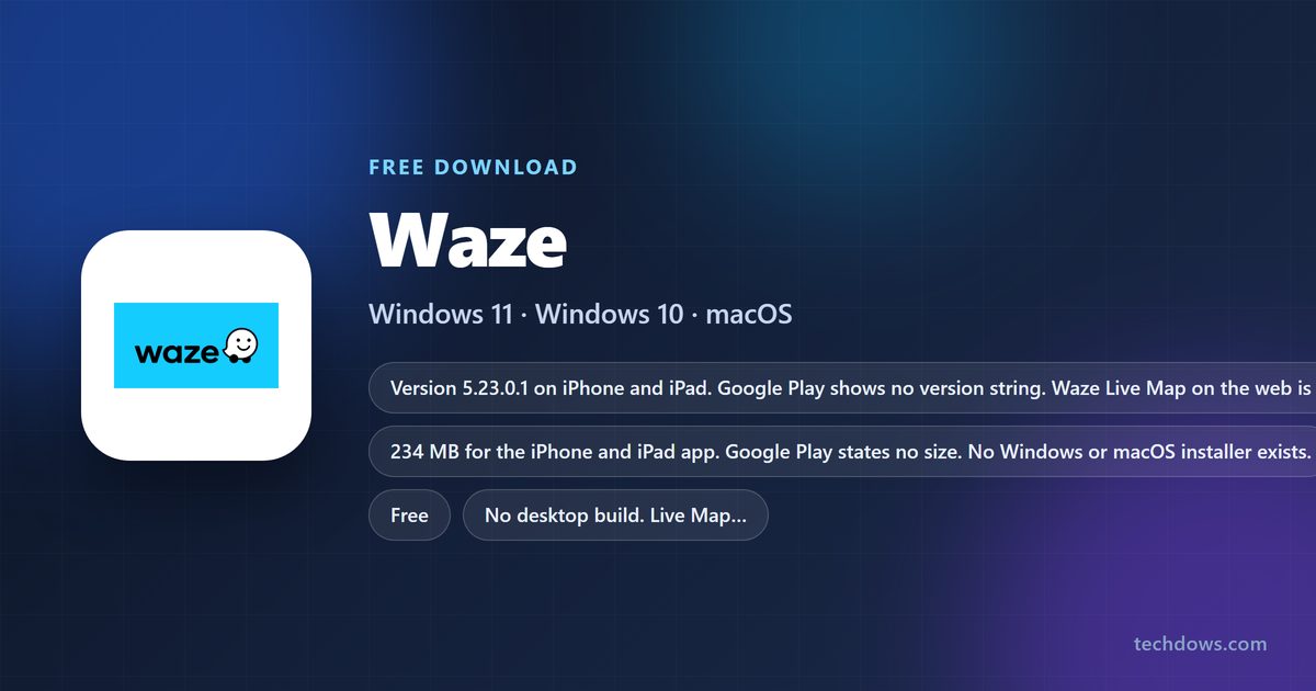 Waze app size, price and supported devices