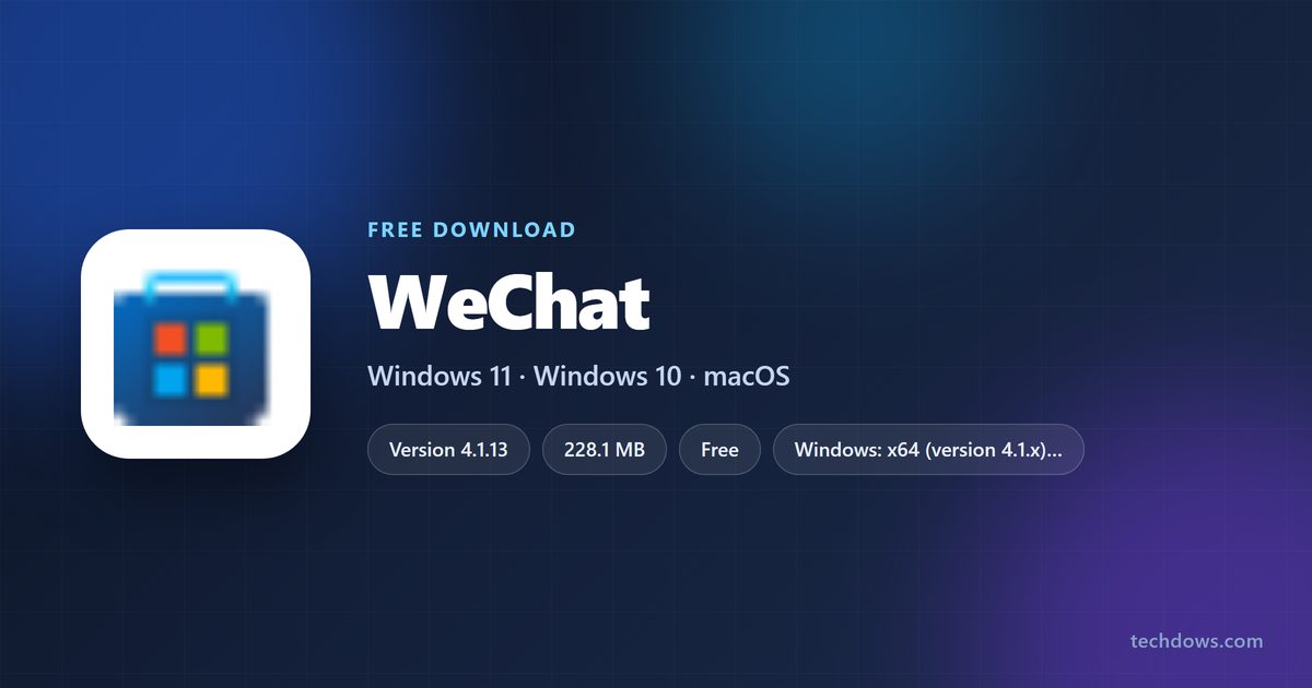 WeChat logo with version, size and supported systems