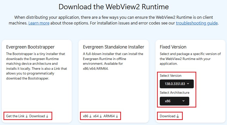 WebView2 Runtime download page with Evergreen Bootstrapper and Standalone Installer options