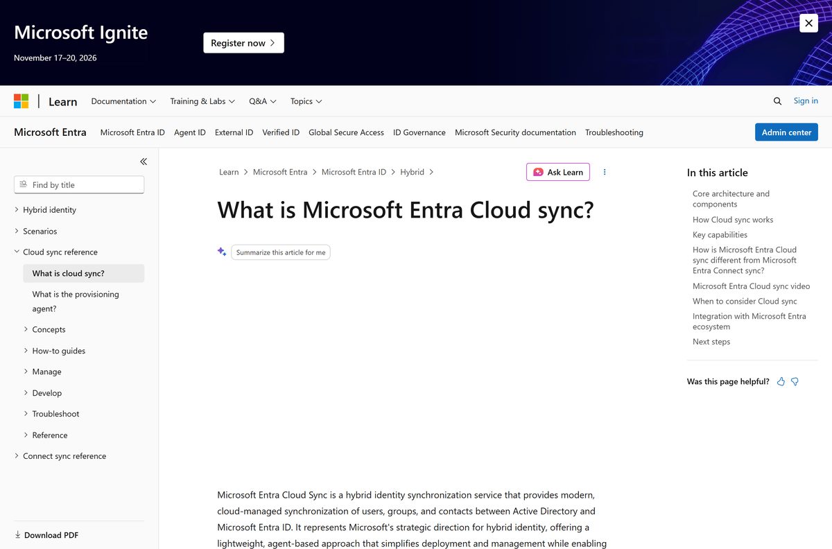 Microsoft Entra Cloud Sync overview describing the lightweight provisioning agent