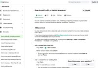 WhatsApp Help Centre Android tab for add, edit or delete a contact