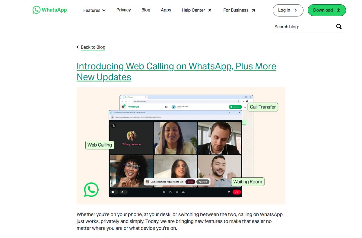 WhatsApp Web group video call in a browser tab with six people