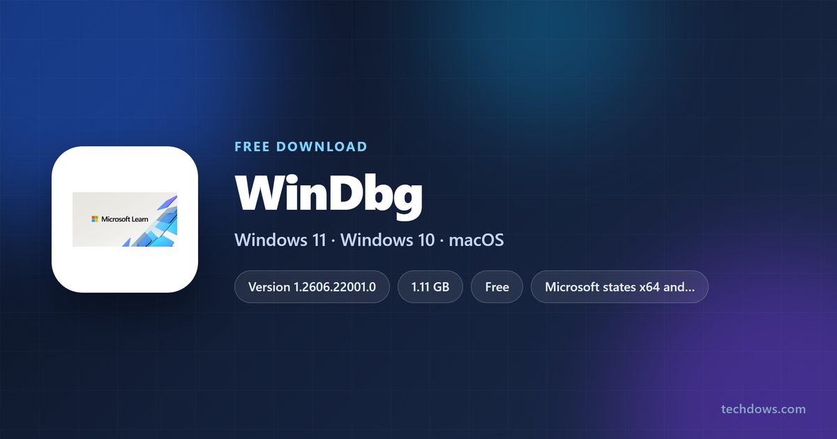 WinDbg size, price and supported Windows versions at a glance