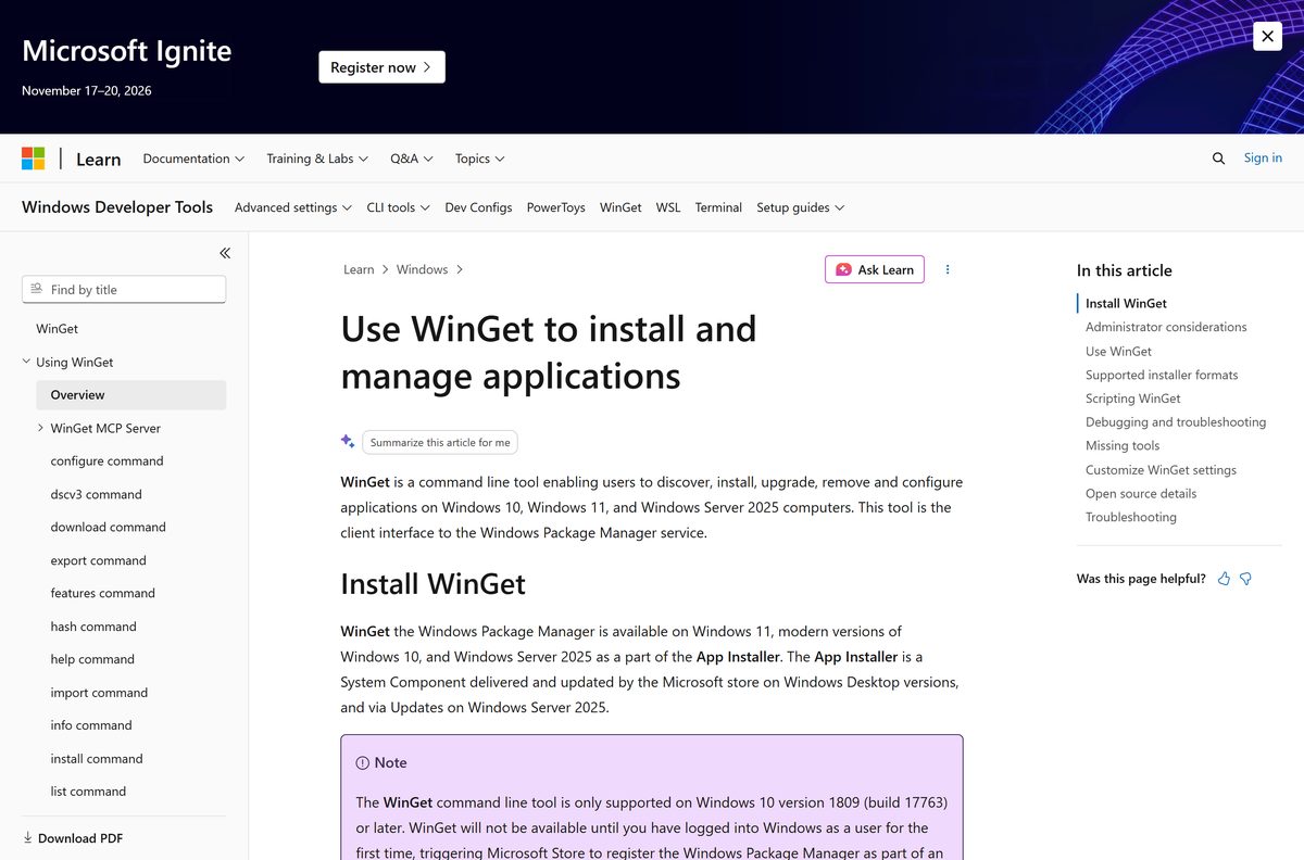 Microsoft Learn guide to installing apps like balenaEtcher with WinGet