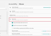 Windows 11 Accessibility settings page with Mouse keys toggle switched on