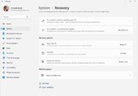 Windows 11 Settings Recovery page with Reinstall now and Reset PC buttons
