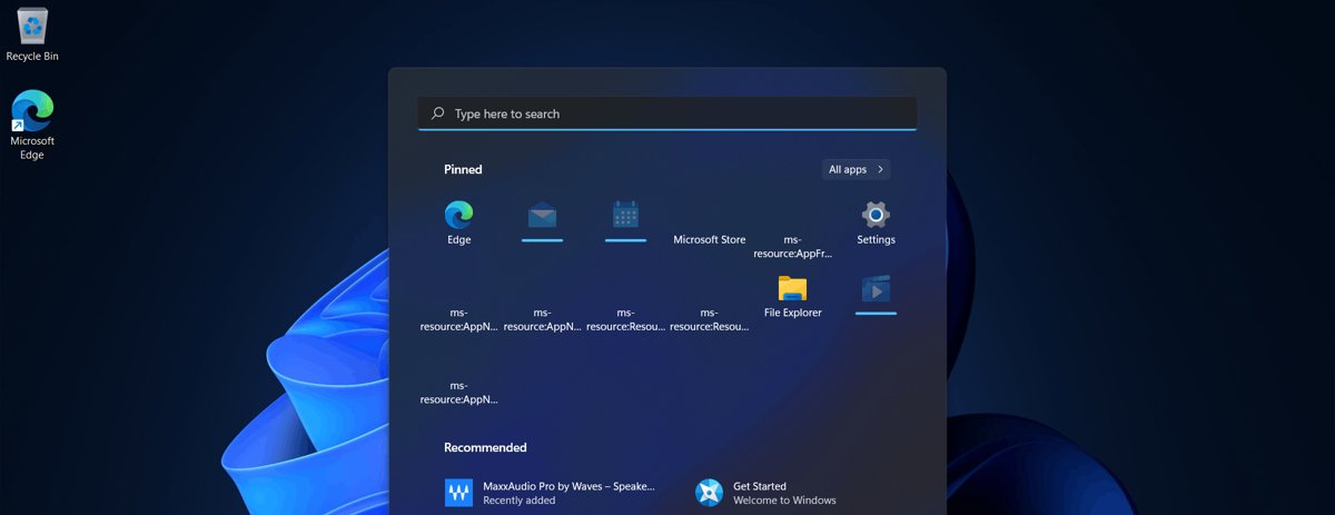 Windows 11 Start menu with Microsoft Store pinned among app icons