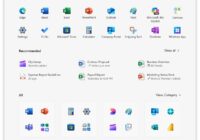 Windows 11 Start menu with Pinned, Recommended and All category view