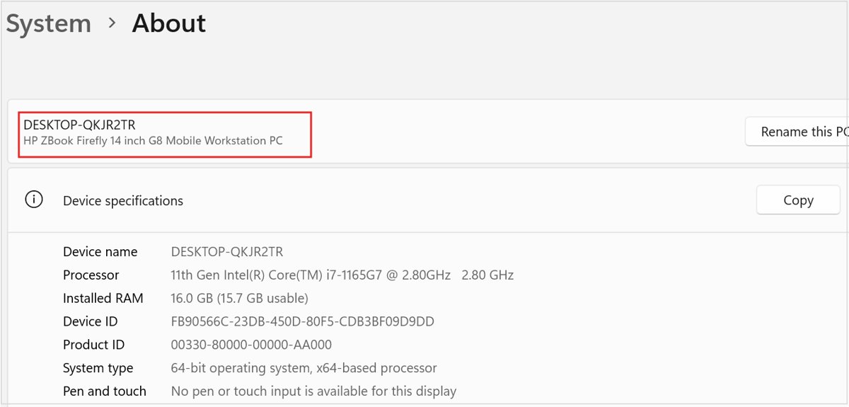 Windows 11 System About page with device specifications and system type highlighted