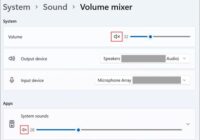Windows 11 Volume mixer with System volume slider and Apps section