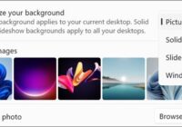 Windows 11 background settings menu listing Picture, Slideshow and Spotlight options
