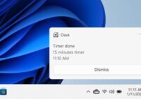 Windows 11 notification banner showing a Clock app timer alert
