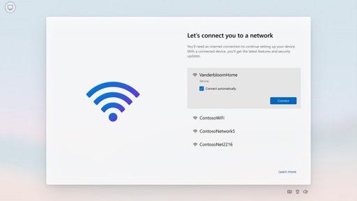 Windows 11 setup screen asking you to connect to a network