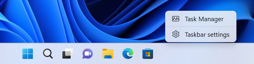 Windows 11 taskbar context menu showing Task Manager above Taskbar settings