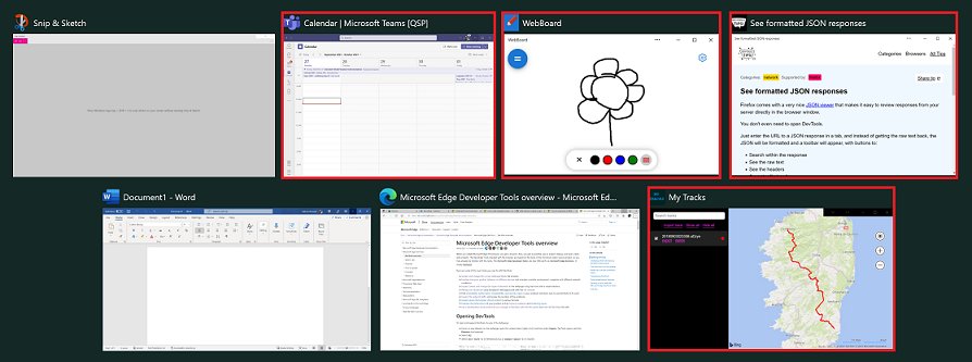 Windows Alt+Tab switcher displaying installed web apps as separate windows