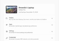 Windows Backup app listing Folders, Apps, Settings and Credentials with a Back up button