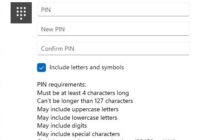 Windows Change your PIN dialog with PIN complexity requirements listed