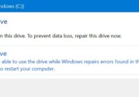 Windows Error Checking dialog offering to repair drive C