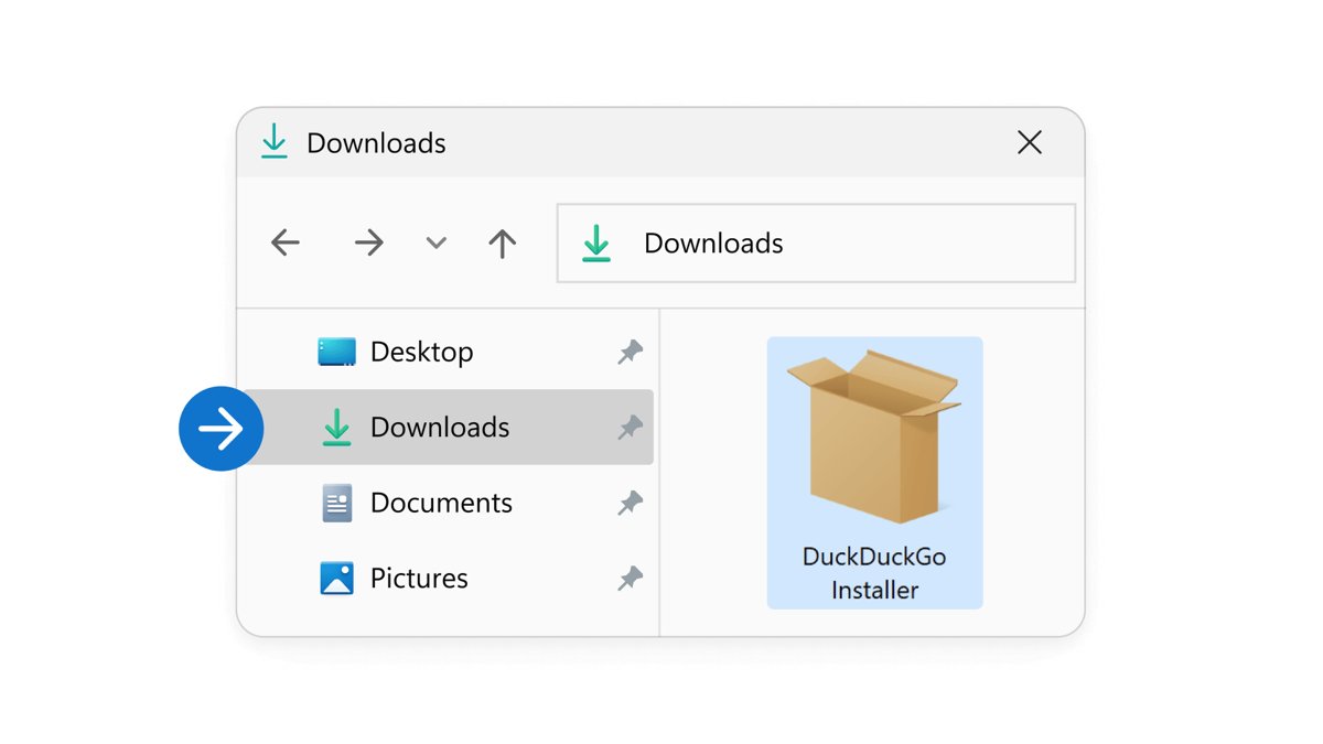 Windows File Explorer Downloads folder with DuckDuckGo Installer file