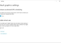 Windows Graphics settings page with GPU scheduling toggle switched on