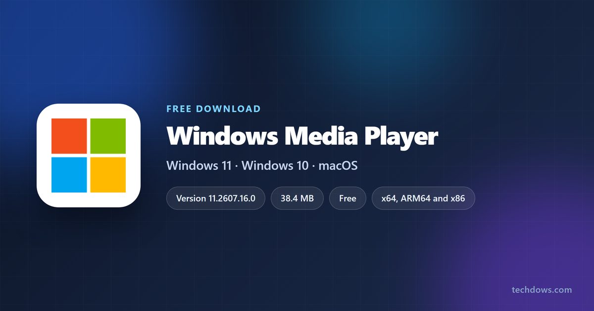 Windows Media Player icon with version, download size and supported systems