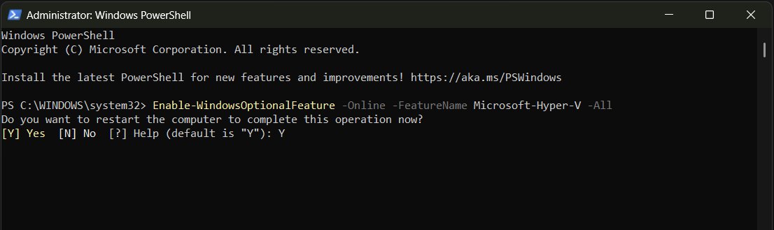 Windows PowerShell running Enable-WindowsOptionalFeature for Microsoft-Hyper-V