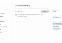 Windows Security Protection history page with All recent items filter